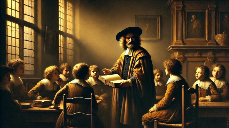 Spinoza devant une classe style Rembrandt